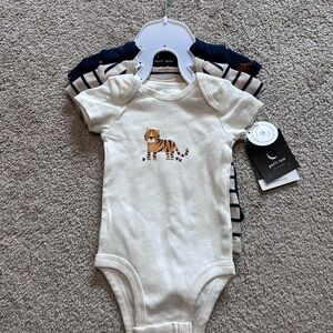 Petit Lem Cream Tiger Print Baby Onesies